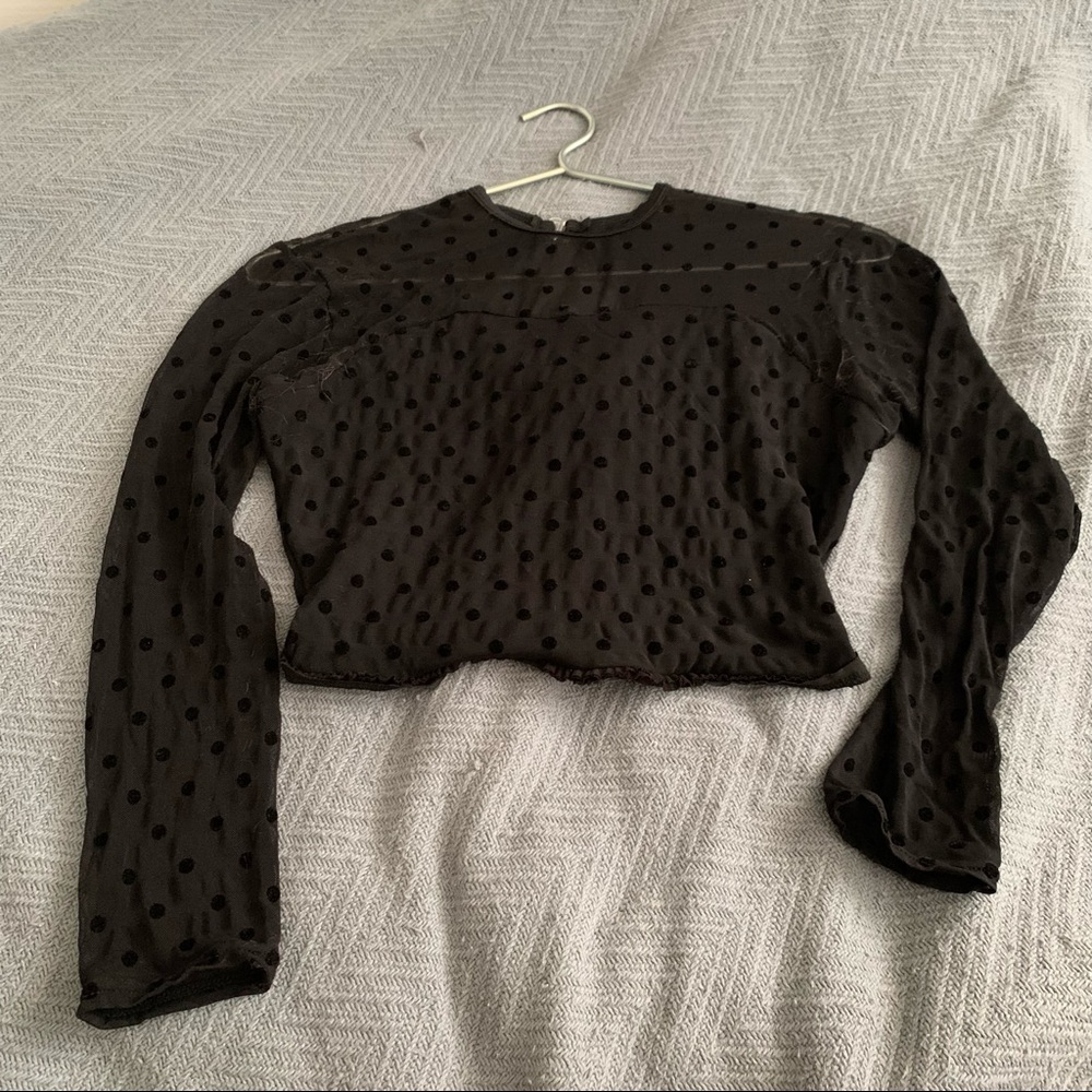 New No Name black crop polka dot blouse